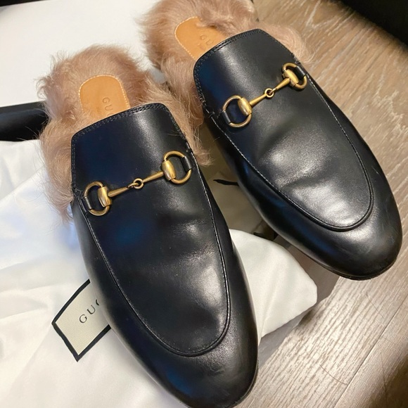 Gucci Princetown Fur Slippers Black Size38 - Picture 4 of 5